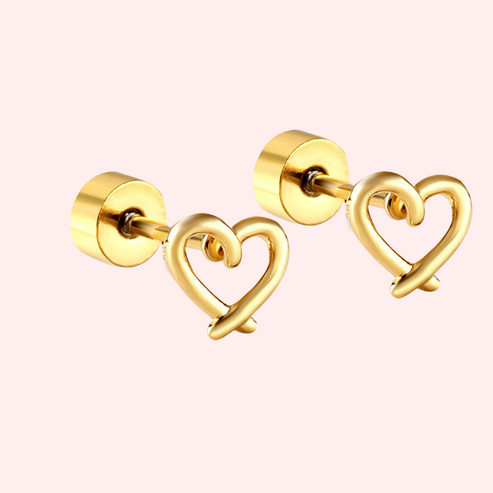 Open Heart Hypoallergenic Flat Back Stud Earrings