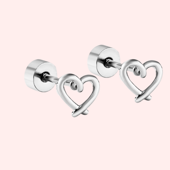 Open Heart Hypoallergenic Flat Back Stud Earrings