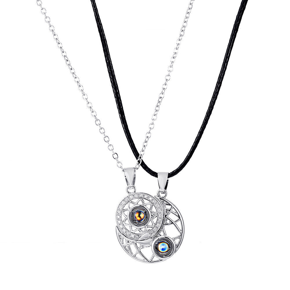 I Love You in 100 Languages Sun and Moon BFF Necklace