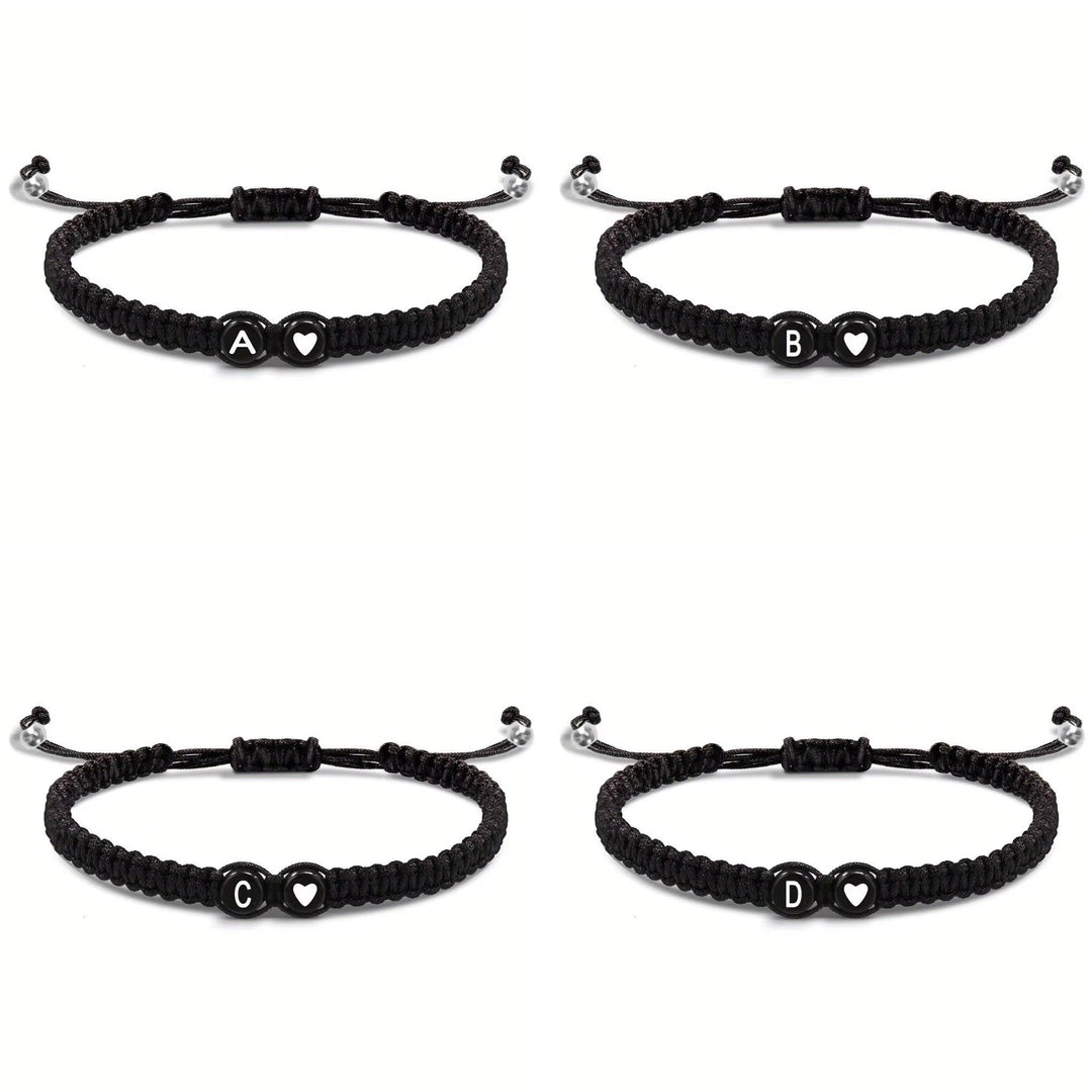 Initial Heart Couple String Bracelet