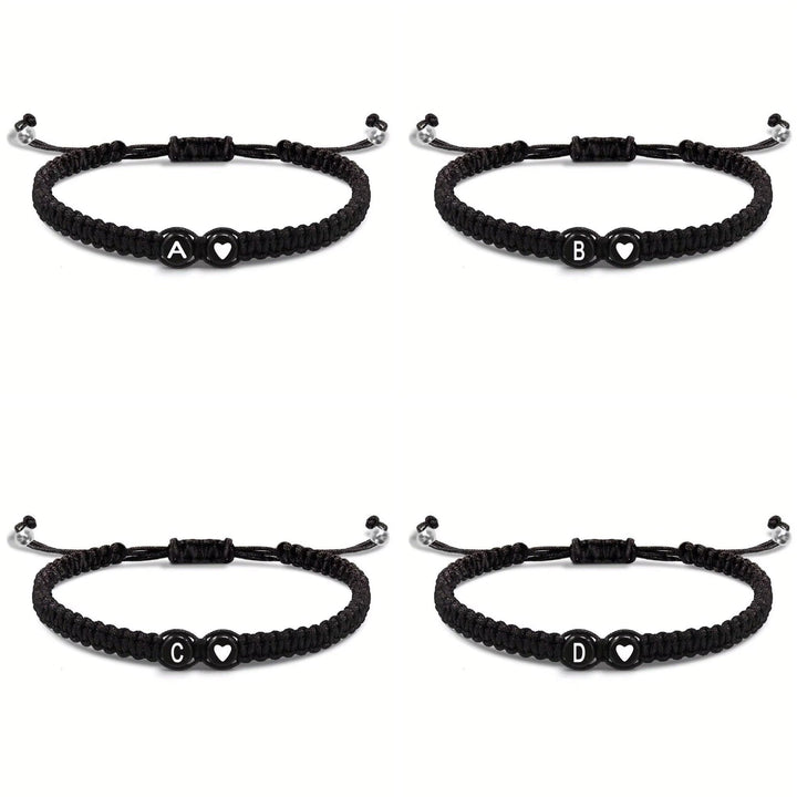 Initial Heart Couple String Bracelet