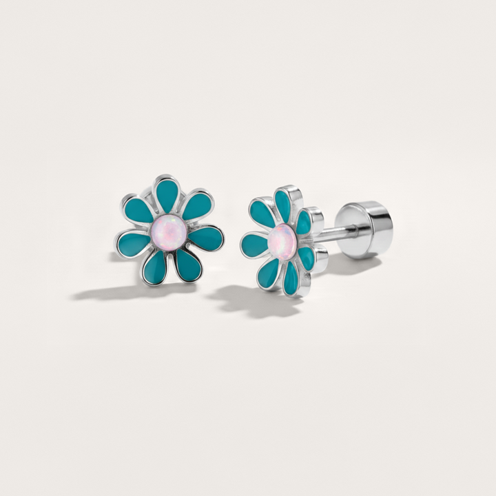 Colourful Flower Hypoallergenic Flat Back Stud Earrings