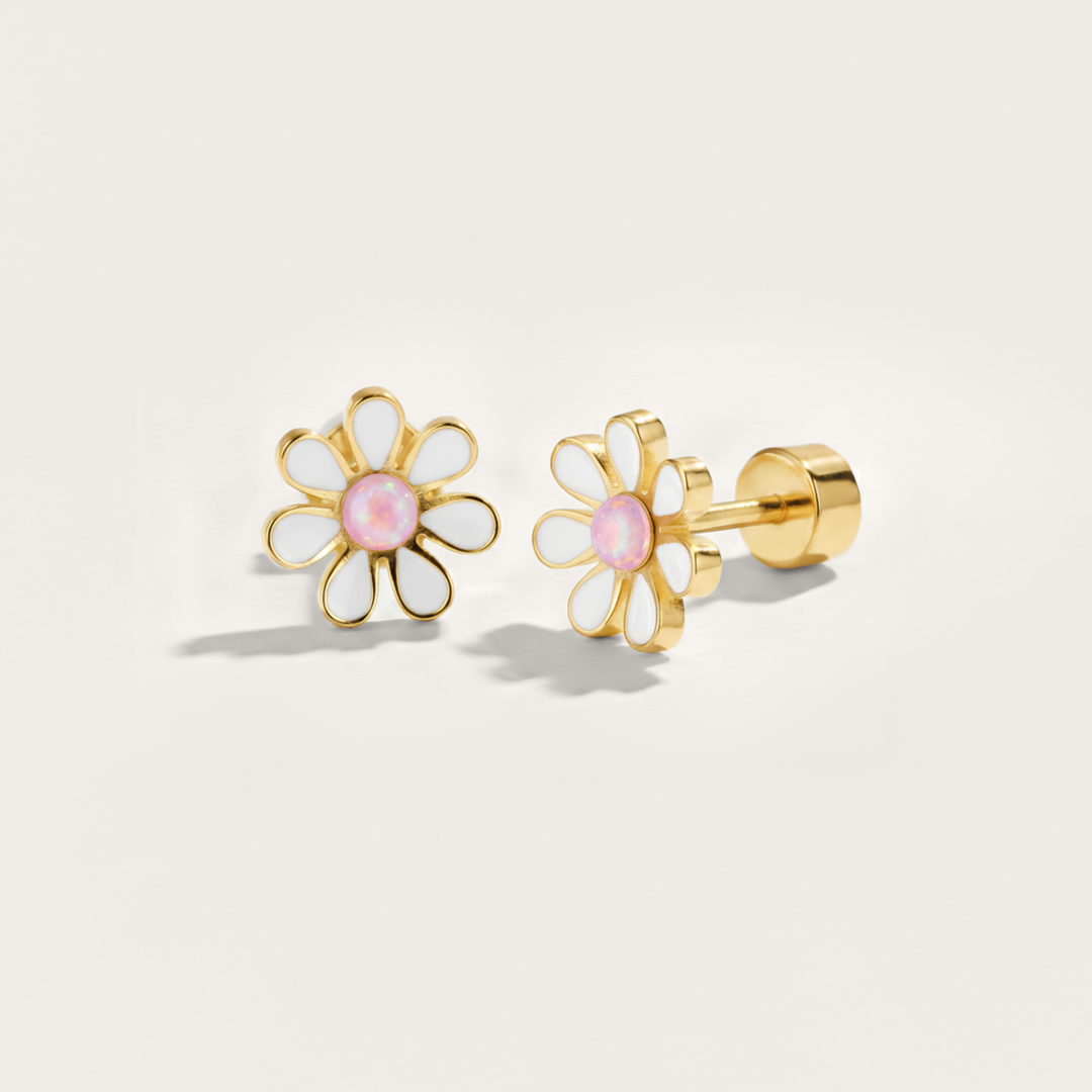 Colourful Flower Hypoallergenic Flat Back Stud Earrings