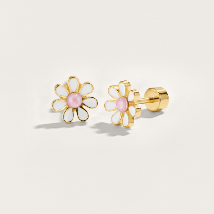 Colourful Flower Hypoallergenic Flat Back Stud Earrings
