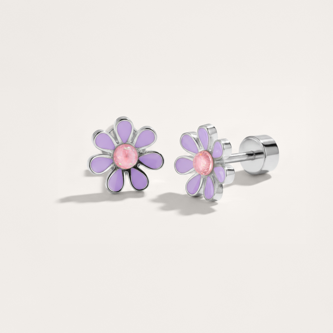Colourful Flower Hypoallergenic Flat Back Stud Earrings