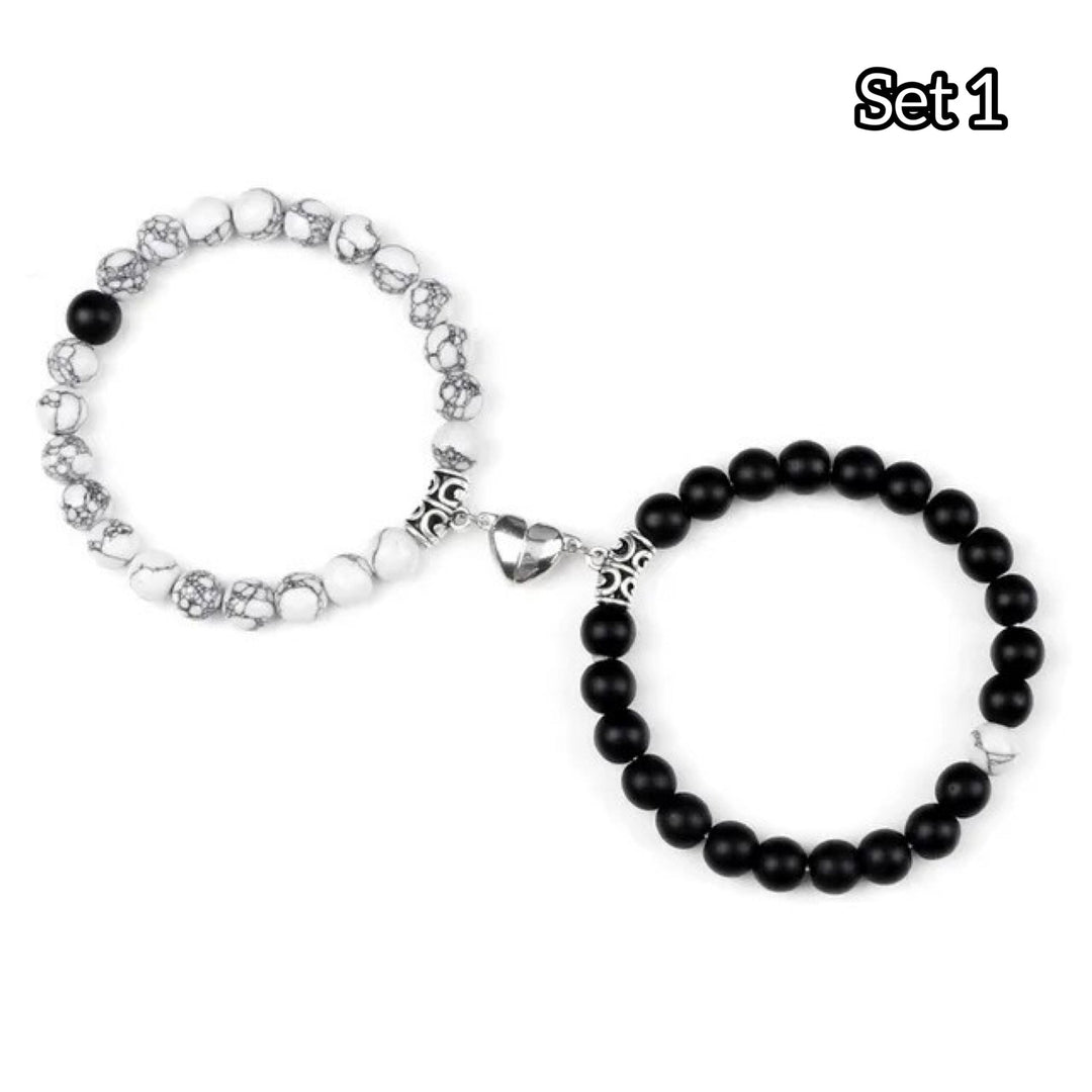 Natural Beads BFF Heart Bracelet