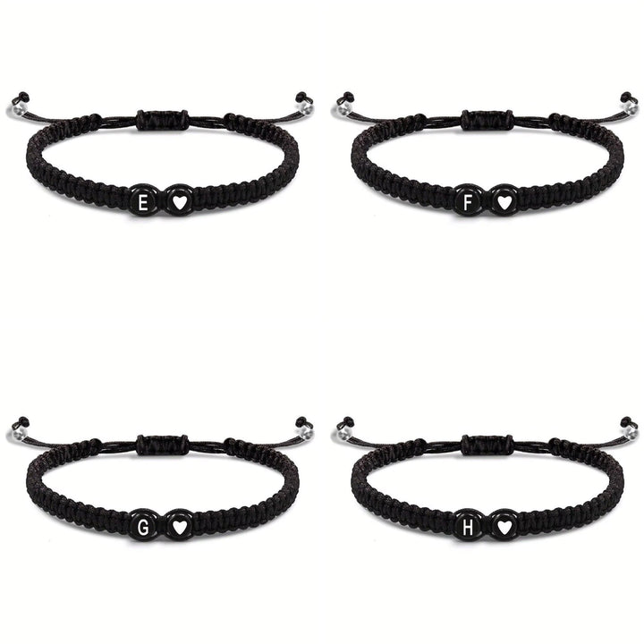 Initial Heart Couple String Bracelet