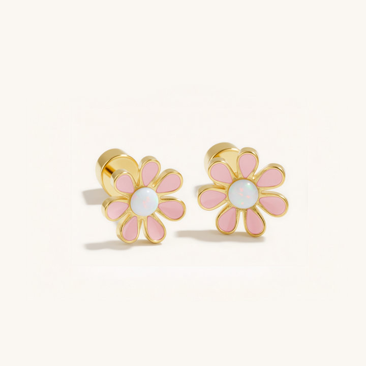 Colourful Flower Hypoallergenic Flat Back Stud Earrings
