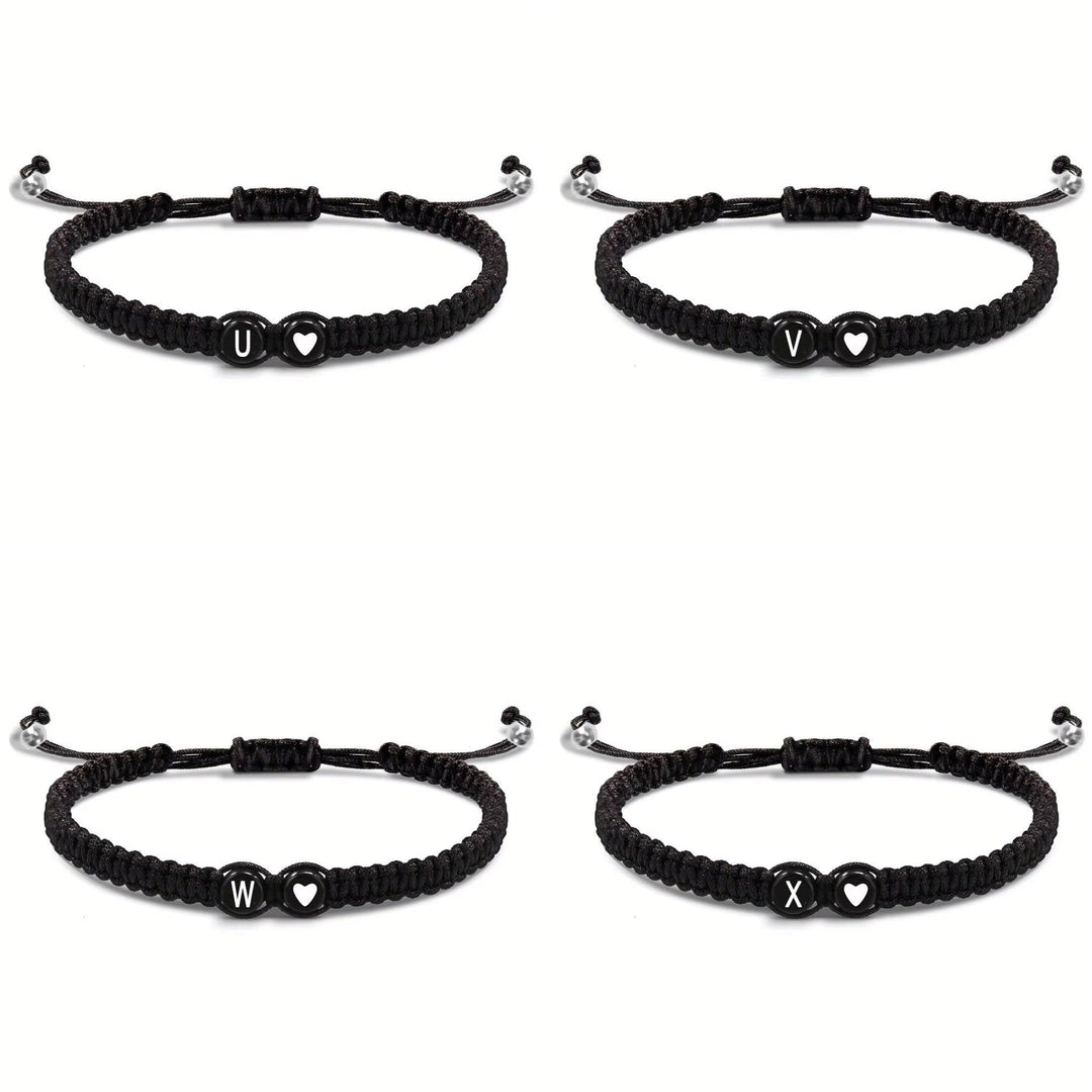 Initial Heart Couple String Bracelet