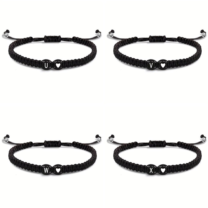 Initial Heart Couple String Bracelet