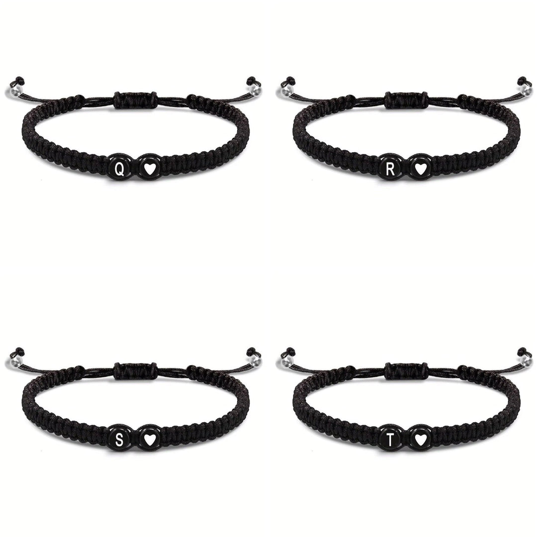 Initial Heart Couple String Bracelet