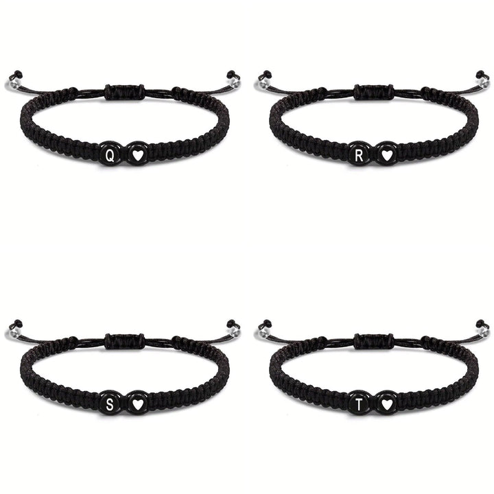 Initial Heart Couple String Bracelet