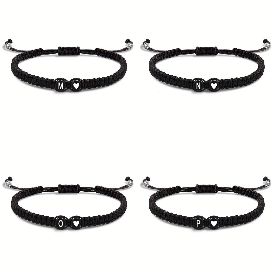 Initial Heart Couple String Bracelet