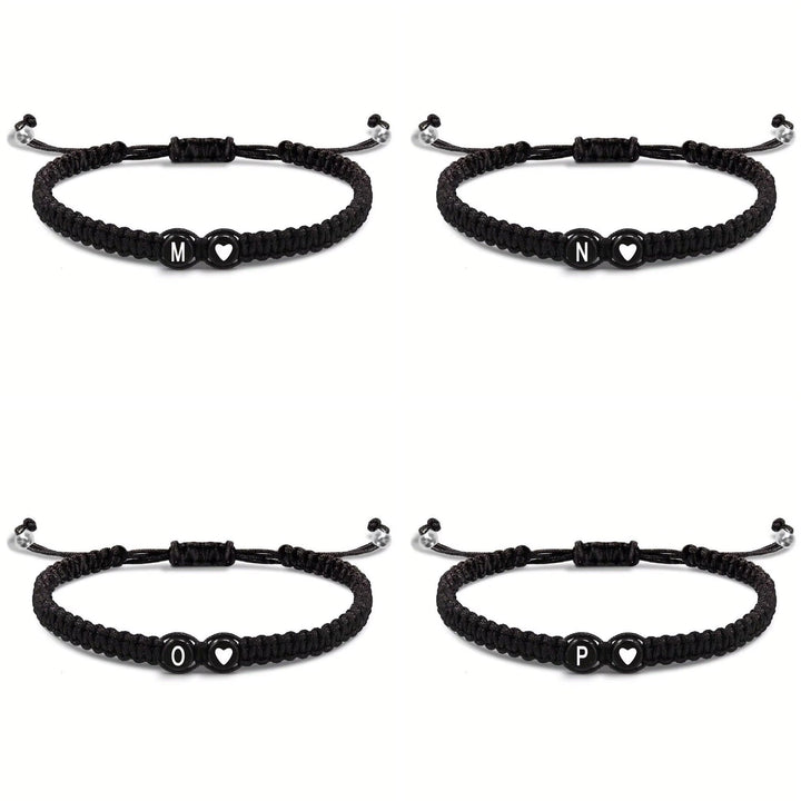 Initial Heart Couple String Bracelet