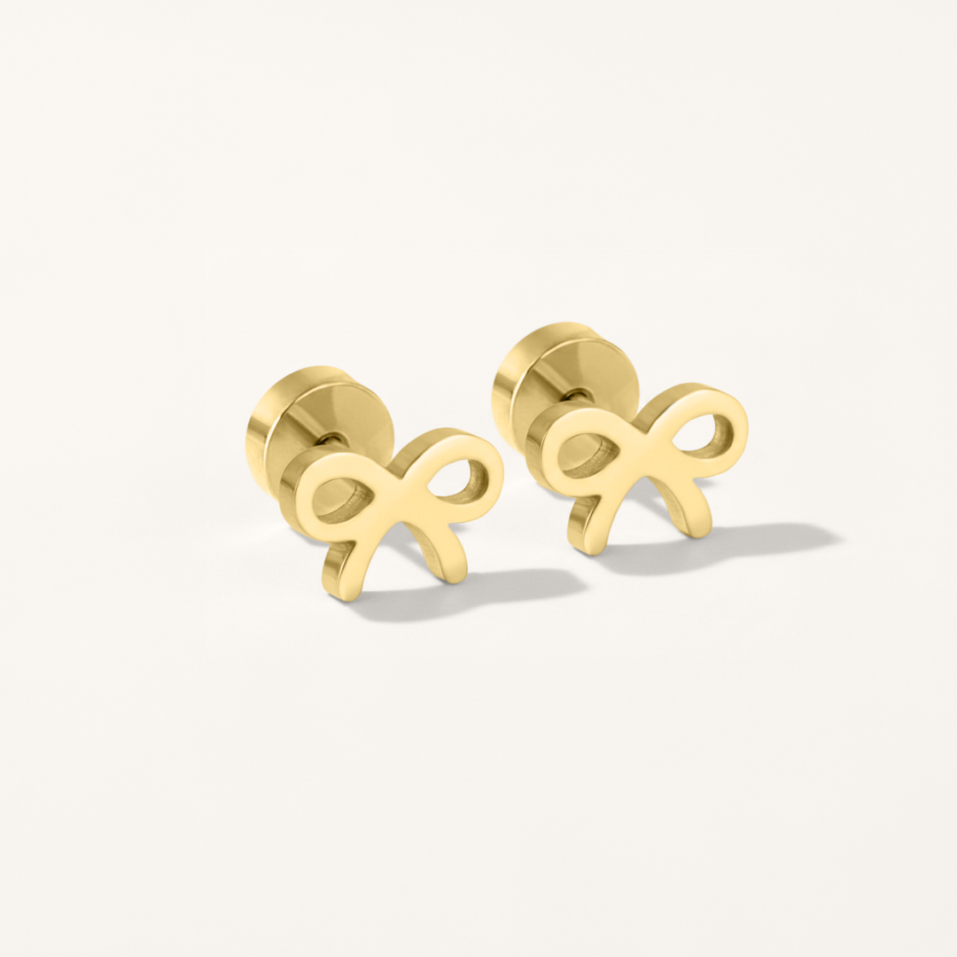 Bow Hypoallergenic Flat Back Stud Earrings