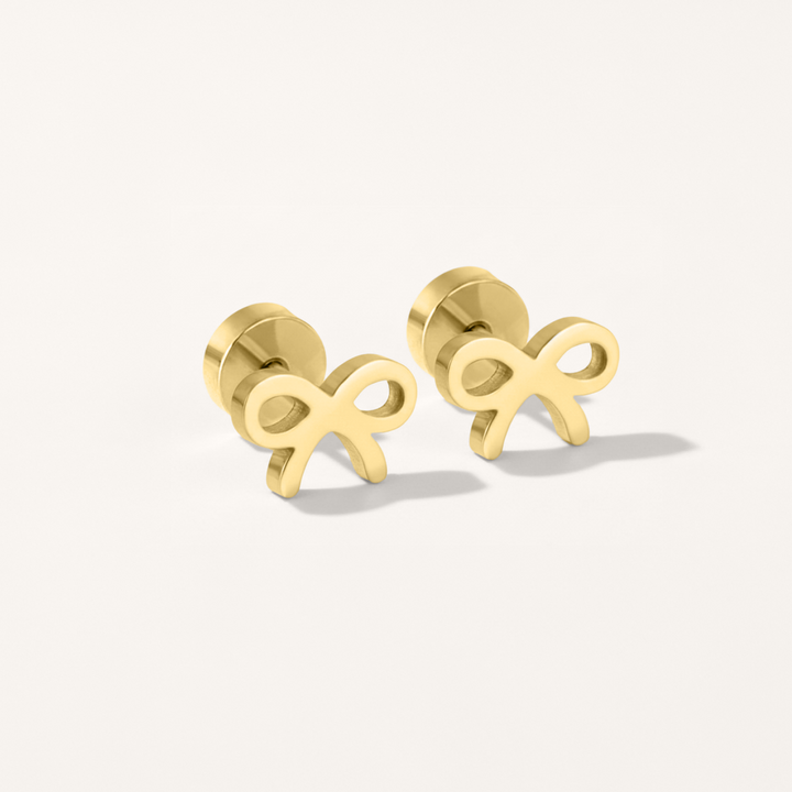 Bow Hypoallergenic Flat Back Stud Earrings