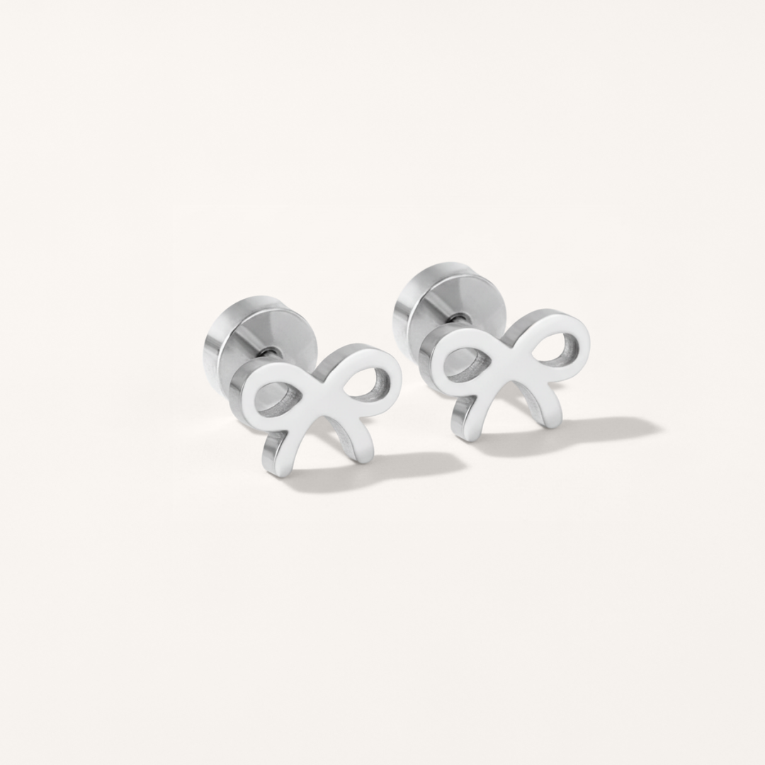 Bow Hypoallergenic Flat Back Stud Earrings