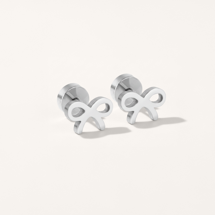 Bow Hypoallergenic Flat Back Stud Earrings