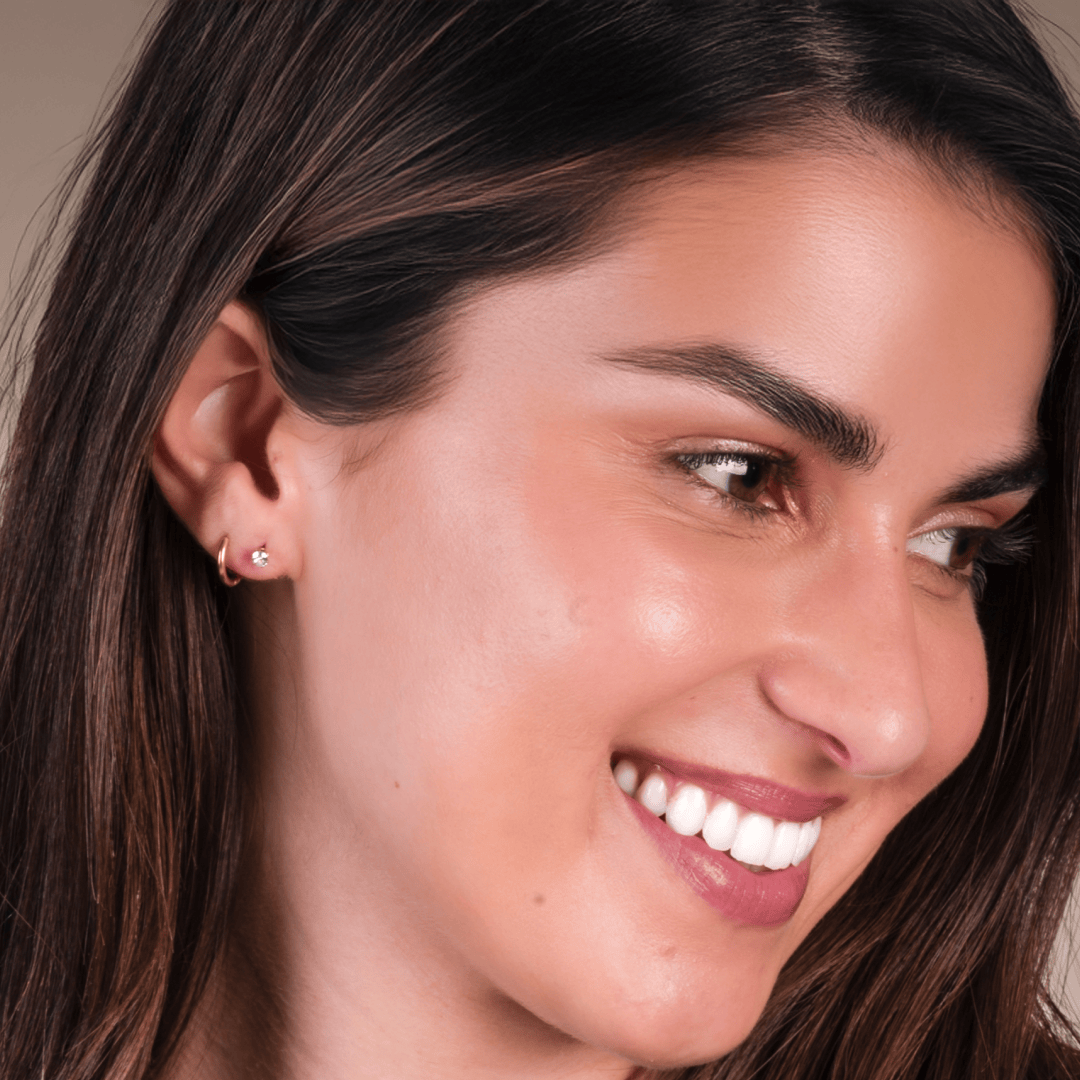 Cubic Zirconia Hypoallergenic Flat Back Stud Earring