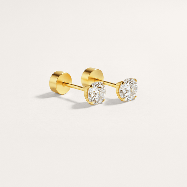 Cubic Zirconia Hypoallergenic Flat Back Stud Earring