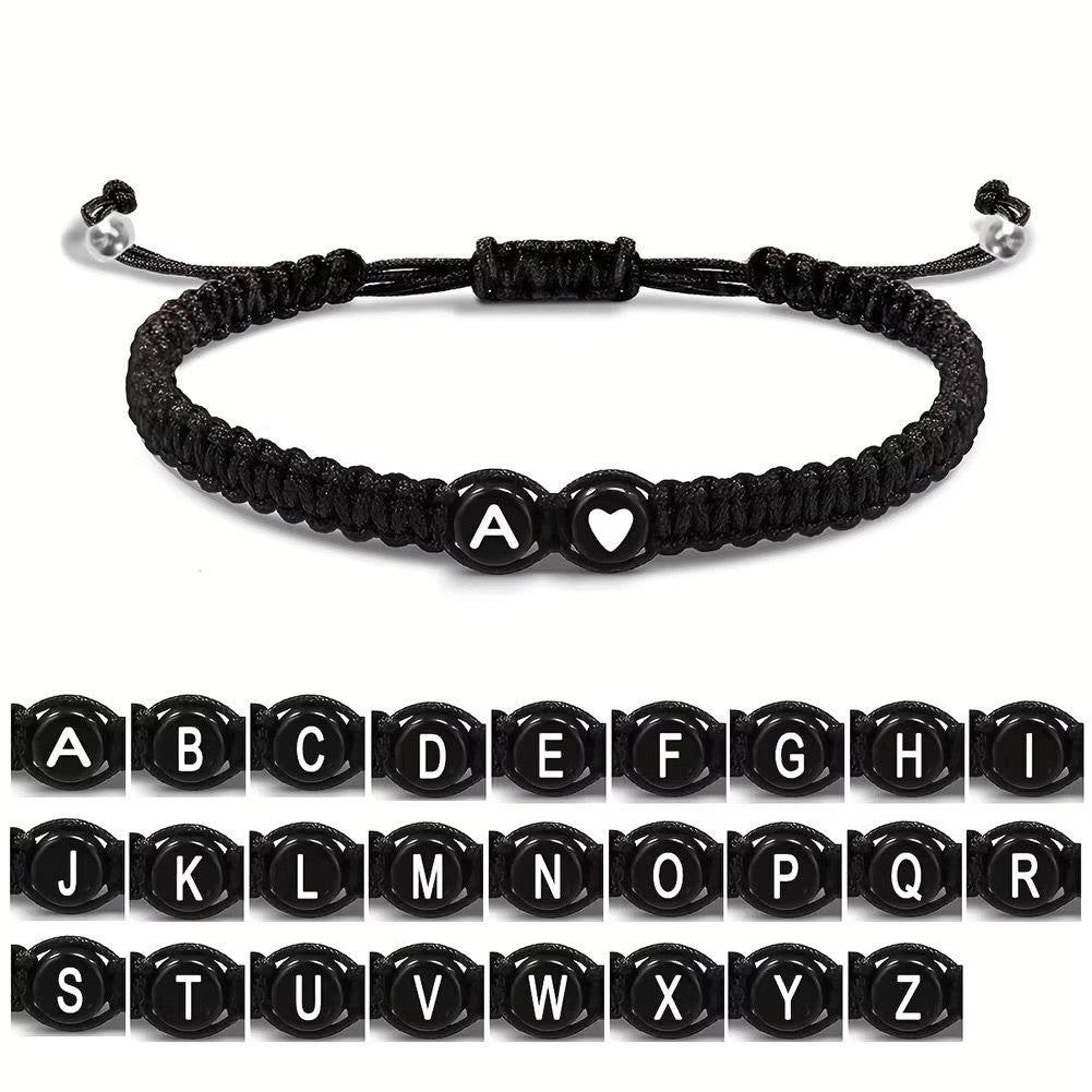 Initial Heart Couple String Bracelet