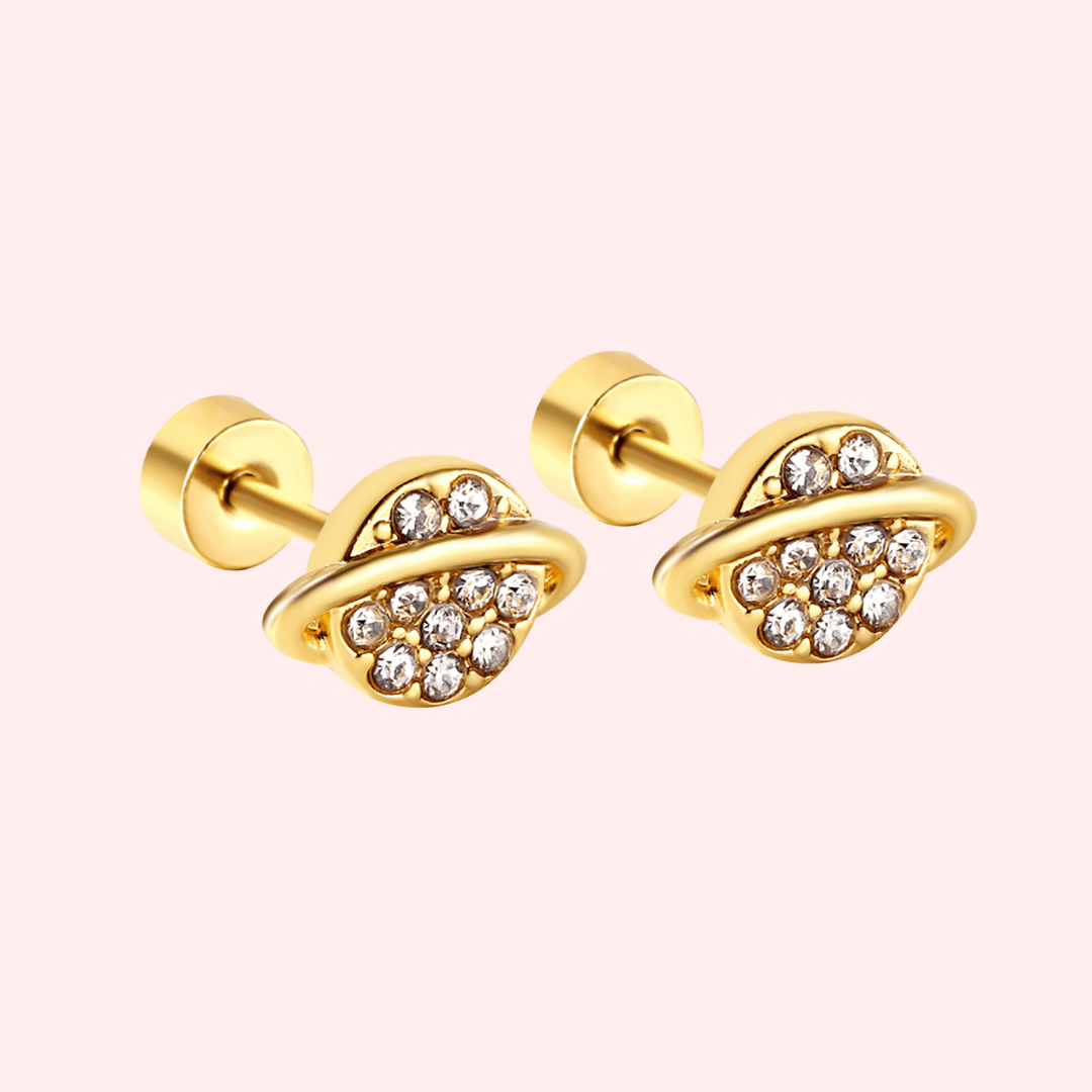 Cubic Zirconia Planet Flat Back Earrings