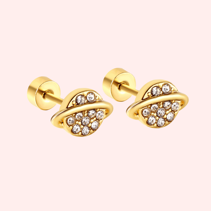 Cubic Zirconia Planet Flat Back Earrings