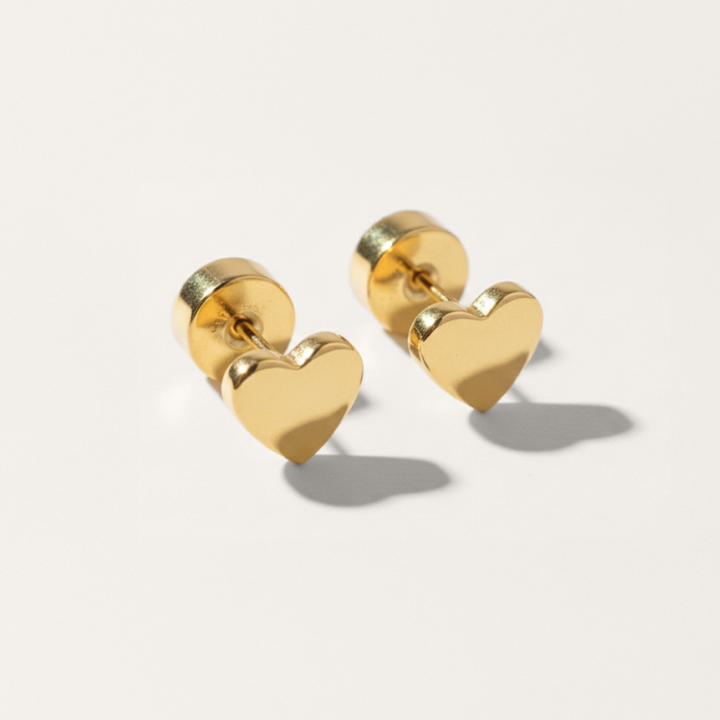 Heart Hypoallergenic Flat Back Stud Earrings
