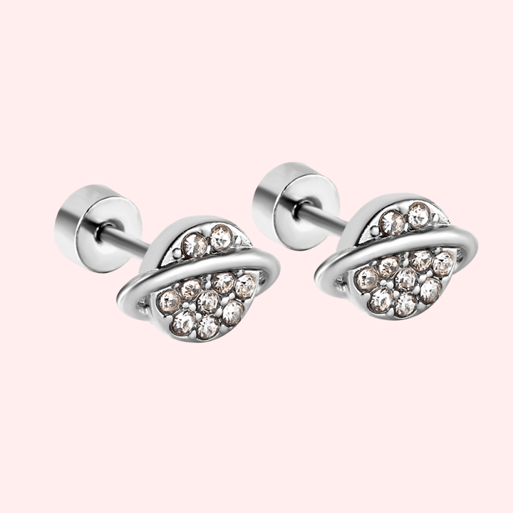 Cubic Zirconia Planet Flat Back Earrings